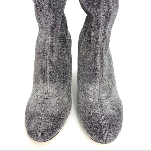 MICHAEL Michael Kors 70s Glitter Metallic Silver Stretch Ankle Heel Boot Size 10 - Picture 3 of 13